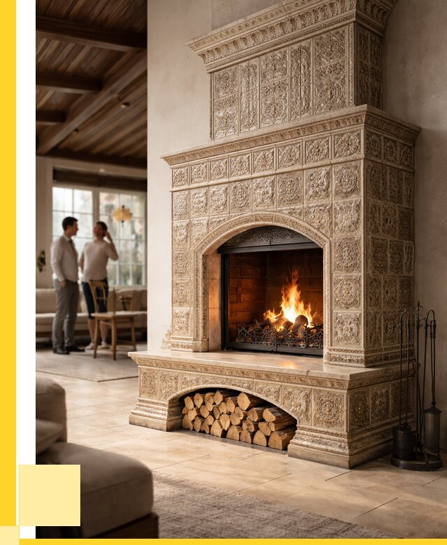 Купить изразцовый камин в Норильске от 259625 р. | ЭриданНрл