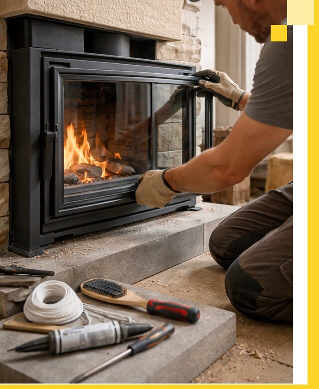 Производство, монтаж и доставка каминов со стеклом в Норильске