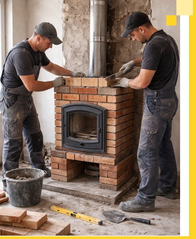 Монтаж печи камина под ключ в Норильске с гарантией и пусконаладкой