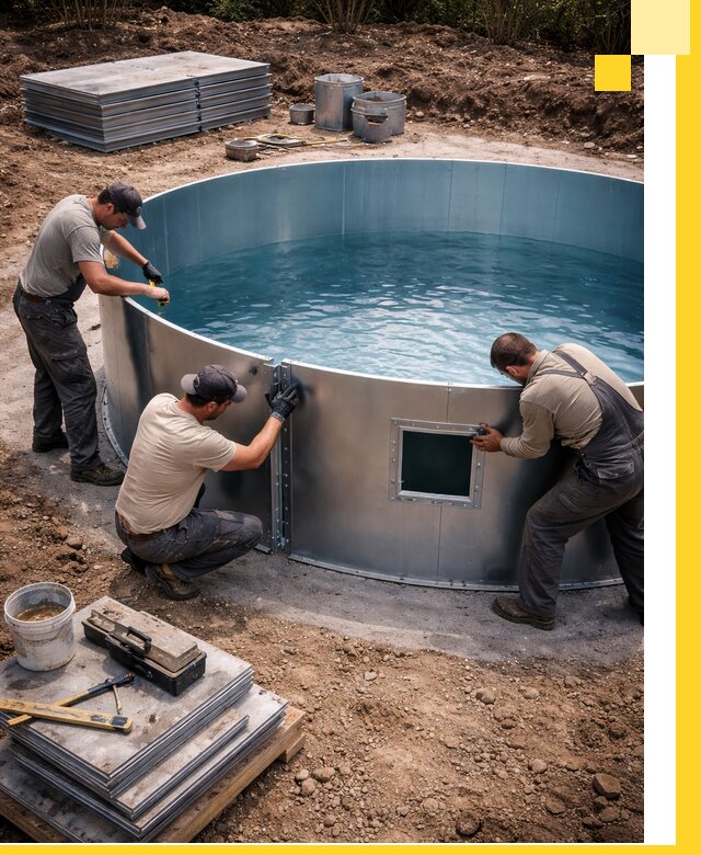 Круглые бассейны под ключ в Норильске проектирование и монтаж