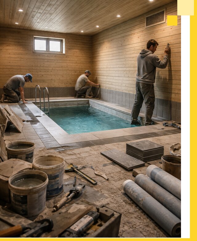 Строительство бани с бассейном и сауной под ключ в Норильске