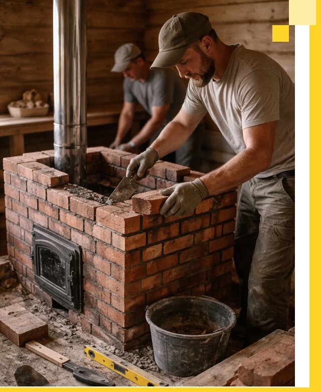 Кирпичные печи для бани под ключ в Норильске, проект и монтаж