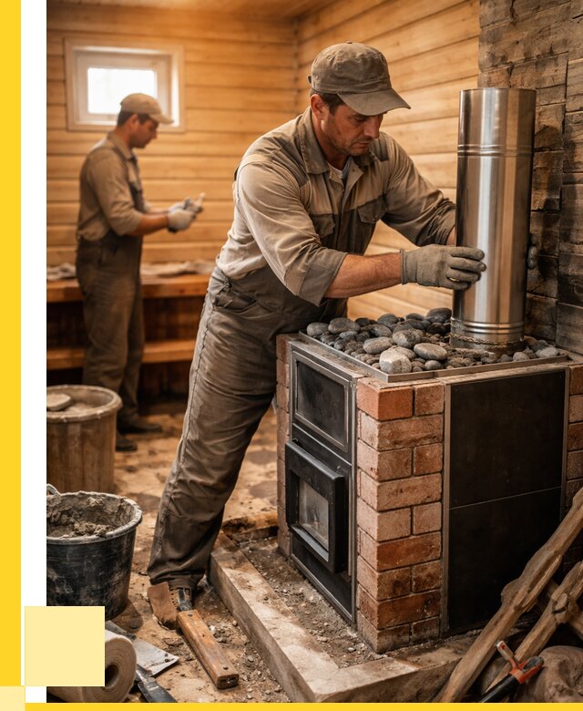 Монтаж печи в бане под ключ в Норильске от 20770 р. | ЭриданНрл