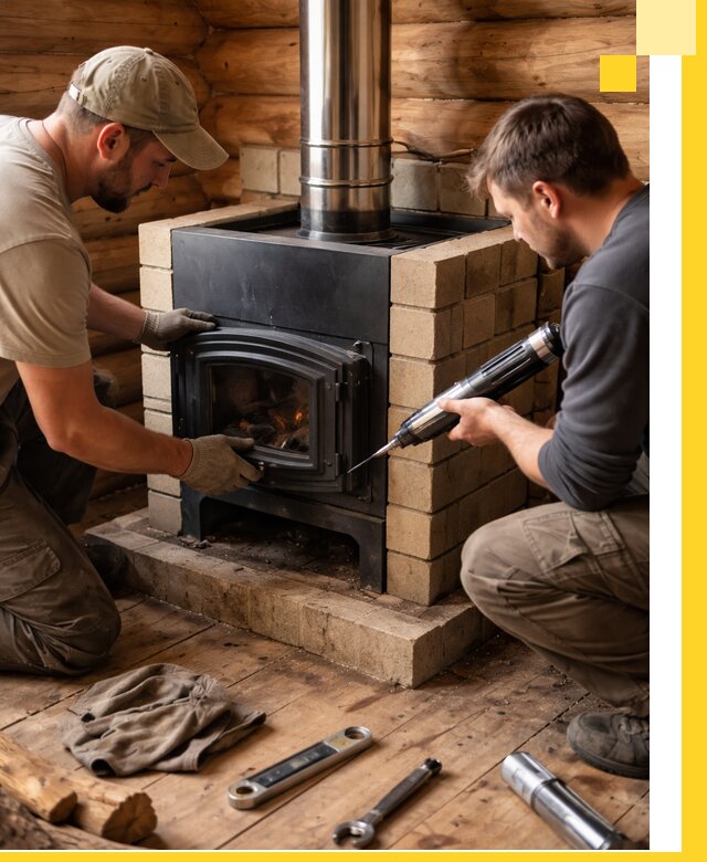 Монтаж и установка печи в бане под ключ с гарантией в Норильске