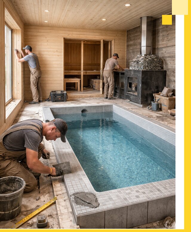 Проект бани с бассейном и сауной в Норильске под ключ