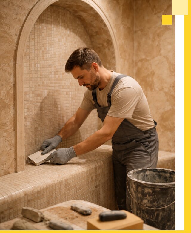 Профессиональная отделка хамамов с мозаикой под ключ в Норильске