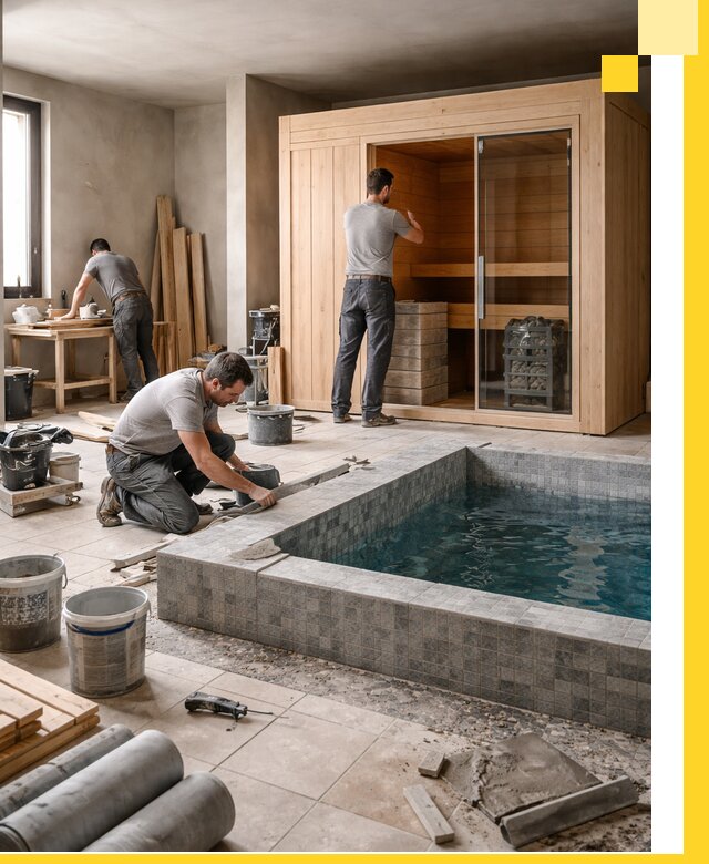 SPA зоны под ключ с бассейном сауной и печью в Норильске